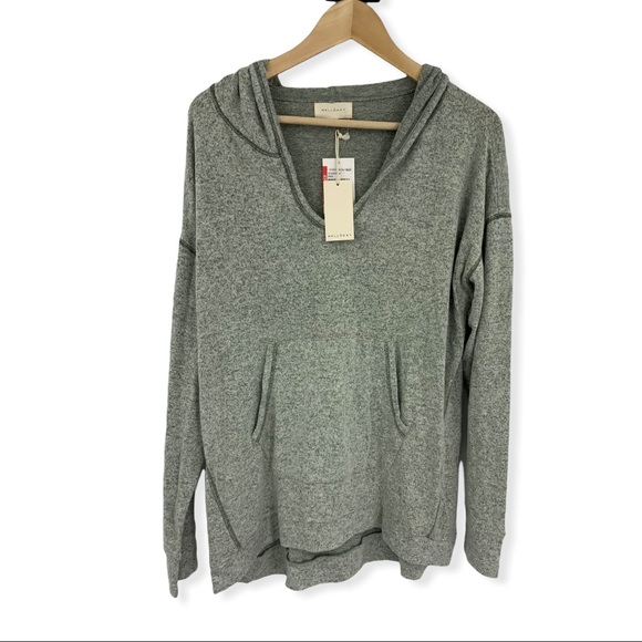 Melloday Sweaters - Melloday Green Space Dye Pullover V Neck Hoodie Kangaroo Pocket NWT Medium